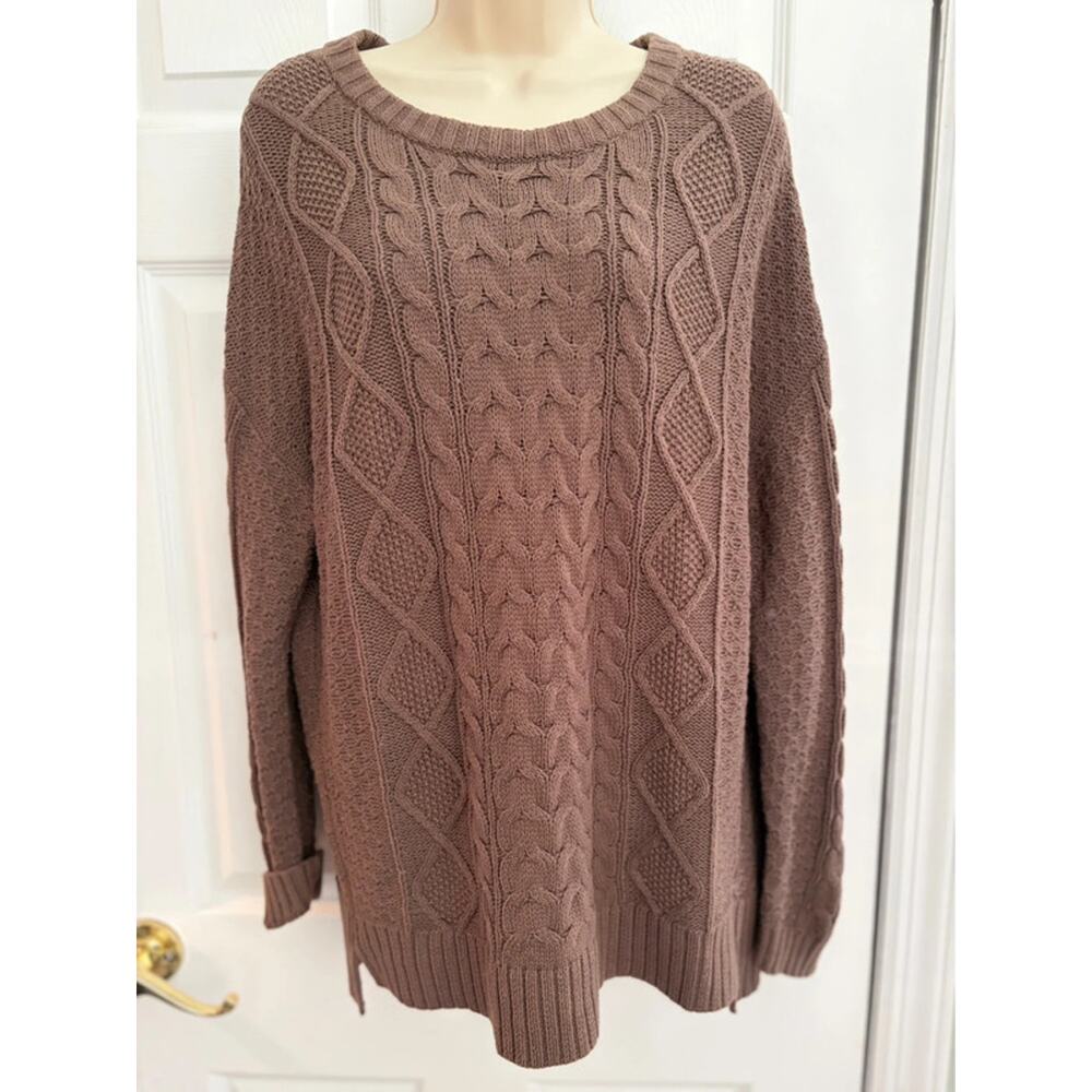 BDG‎ Urban Outfitters Brown Cable Knit Sweater Womens Large Oversized Grandpa